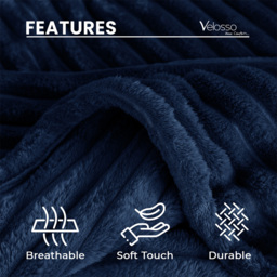 Velosso Bellissima Navy Plush Throw 200 x 240cm - Size: 200 x 240 x 1cm - Wilko - thumbnail 6