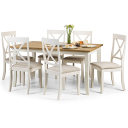 Julian Bowen Davenport 6 Seater Dining Set Oak and Ivory - White - Wilko - thumbnail 4