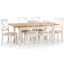 Julian Bowen Davenport 6 Seater Dining Set Oak and Ivory - White - Wilko - thumbnail 3