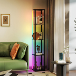 HOMCOM 4 Shelf Black RGB LED Floor Lamp with Remote - Size: 15 x 34 x 50cm - Wilko - thumbnail 4
