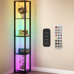 HOMCOM 4 Shelf Black RGB LED Floor Lamp with Remote - Size: 15 x 34 x 50cm - Wilko - thumbnail 3