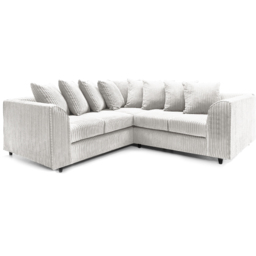 Luxor 5 Seater Silver Jumbo Cord Scatter Back L Shaped Corner Sofa Set - Wilko - thumbnail 3