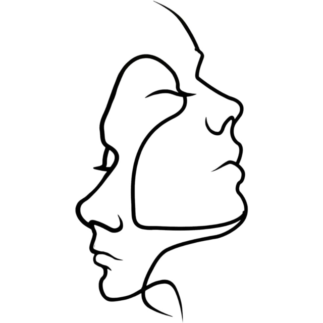 Decortie 2 Face Minimalist Metal Line Art Wall Decor - Size: 95 x 54 x 0.2cm - Black - Wilko - image 1