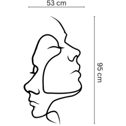 Decortie 2 Face Minimalist Metal Line Art Wall Decor - Size: 95 x 54 x 0.2cm - Black - Wilko - thumbnail 6