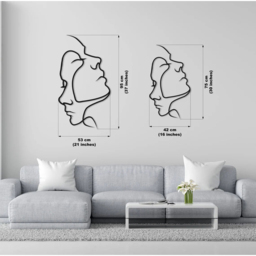 Decortie 2 Face Minimalist Metal Line Art Wall Decor - Size: 95 x 54 x 0.2cm - Black - Wilko - thumbnail 4