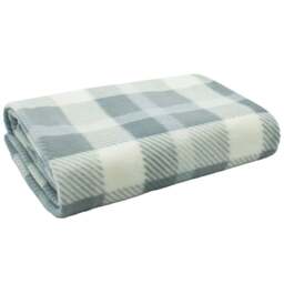Velosso Grey Check Polar Fleece Blanket 152 x 127cm - Size: 127 x 152 x 1cm - Wilko