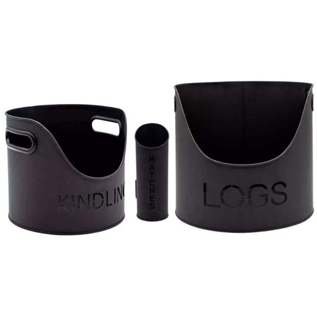 Marco Paul Fire Accessory Holder Set 3 Pack - Size: 29 x 32 x 32cm - Black - Wilko - image 1