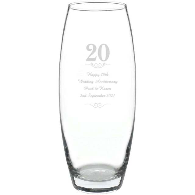 Personalised Memento Personalised 20 Years Bullet Vase - Size: 1.0 x 2.4 x 1.0cm - Clear - Wilko - image 1