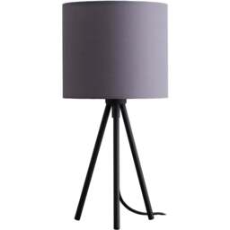 Kliving Cream Grey Fabric Shade Black Modern Metal Tripod Table Lamp - Size: 35 x 17 x 17cm - Wilko - thumbnail 1