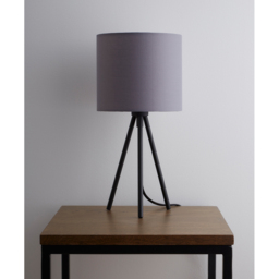 Kliving Cream Grey Fabric Shade Black Modern Metal Tripod Table Lamp - Size: 35 x 17 x 17cm - Wilko - thumbnail 3