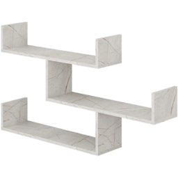 Decortie Tibet Gold Marble Effect 3 Tier Wall Mounted Bookcase Display Unit - Wilko - thumbnail 3