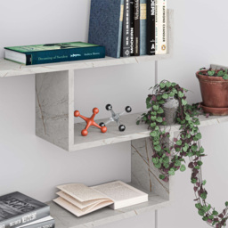 Decortie Tibet Gold Marble Effect 3 Tier Wall Mounted Bookcase Display Unit - Wilko - thumbnail 4