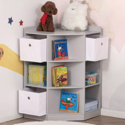 Playful Haven Grey Kids Corner Storage Unit - Size: 57.4 x 57.4 x 94cm - Wilko