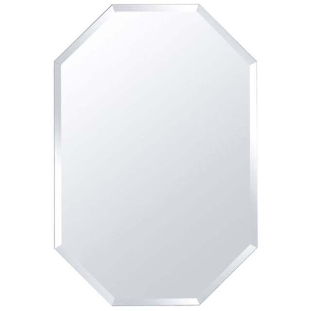 Living and Home Wall Mounted Vanity Mirror with Bevelled Edge 60 x 40cm - White - Wilko - image 1