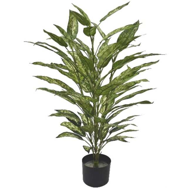 Leaf Aglaonema Bush Artificial Plant in Pot 3ft - Size: 80 x 45 x 45cm - Green - Wilko - image 1