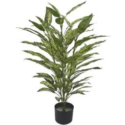 Leaf Aglaonema Bush Artificial Plant in Pot 3ft - Size: 80 x 45 x 45cm - Green - Wilko - thumbnail 1