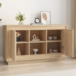 vidaXL 2 Door 2 Shelf Sonoma Oak Sideboard - Size: 60 x 102 x 35cm - Brown - Wilko - thumbnail 1