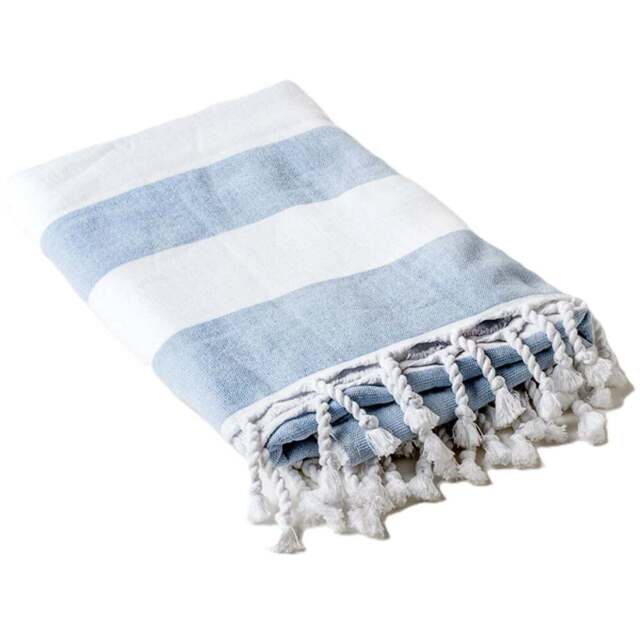 Allure Bath Fashions Striped Turkish Style Hammam Beach Towel - Size: 70 x 140cm - Blue - Wilko - image 1