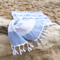 Allure Bath Fashions Striped Turkish Style Hammam Beach Towel - Size: 70 x 140cm - Blue - Wilko - thumbnail 4