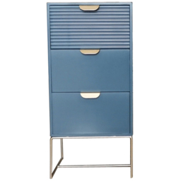 Acacia Home 3 Drawer Blue Wooden Bedside Table - Wilko - thumbnail 3