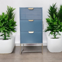 Acacia Home 3 Drawer Blue Wooden Bedside Table - Wilko - thumbnail 4