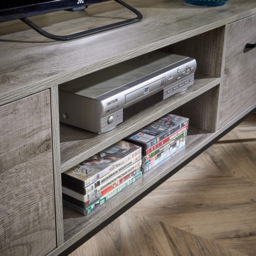 Home Source Oakmere 2 Door 2 Shelf Grey TV Unit - Size: 49 x 150 x 40cm - Wilko - thumbnail 5