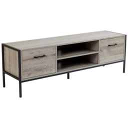 Home Source Oakmere 2 Door 2 Shelf Grey TV Unit - Size: 49 x 150 x 40cm - Wilko - thumbnail 3