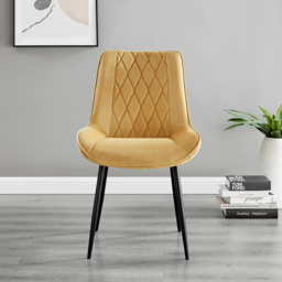 Furniturebox Molini Cesano 6 Seater Dining Set Black Gloss and Mustard - Yellow - Wilko - thumbnail 4