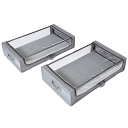 Liberty House Toys Underbed Storage Cart with Wheels 2 Pack - Size: 18 x 74 x 43cm - Grey - Wilko