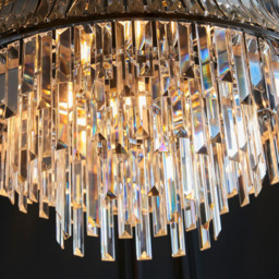 Merano Vittoria Crystal and Clear Glass Bright Nickel Plate Pendant Ceiling Light - Size: 61 x 61 x 186.5cm - Grey - Wilko - thumbnail 6