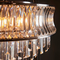 Merano Vittoria Crystal and Clear Glass Bright Nickel Plate Pendant Ceiling Light - Size: 61 x 61 x 186.5cm - Grey - Wilko - thumbnail 7
