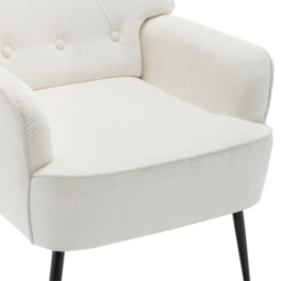 Living and Home Beige Chenille Upholstered Leisure Chair with Armrests - Size: Single - Cream - Wilko - thumbnail 5