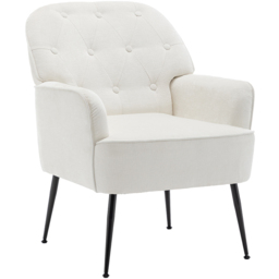 Living and Home Beige Chenille Upholstered Leisure Chair with Armrests - Size: Single - Cream - Wilko - thumbnail 3