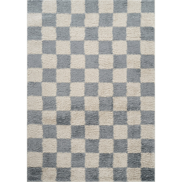 Desire Rugs Chester Duck Egg Blue Shaggy Checkered Rug 200 x 290cm - Size: 290 x 200 x 3cm - Wilko - image 1