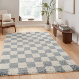 Desire Rugs Chester Duck Egg Blue Shaggy Checkered Rug 200 x 290cm - Size: 290 x 200 x 3cm - Wilko - thumbnail 3