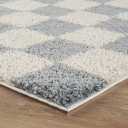 Desire Rugs Chester Duck Egg Blue Shaggy Checkered Rug 200 x 290cm - Size: 290 x 200 x 3cm - Wilko - thumbnail 4