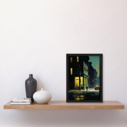 Artery8 New York At Dawn Edward Hopper Style Framed Wall Art Print 21 x 29.7cm - Size: 32.3 x 23.4 x 1.5cm - Green - Wilko - thumbnail 3