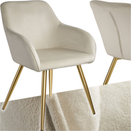 tectake Marilyn Cream and Gold Velvet Look Padded Accent Chair - Size: Single - Wilko - thumbnail 3