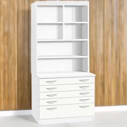 R White Cabinets 5 Drawer 6 Shelf A2 Plan White Chest of Drawers with Hutch - Wilko - thumbnail 1