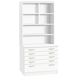 R White Cabinets 5 Drawer 6 Shelf A2 Plan White Chest of Drawers with Hutch - Wilko - thumbnail 3