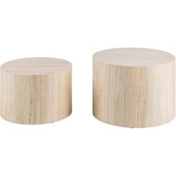 Florence Dice Round Light Travertine Effect Coffee Table Set of 2 - Brown - Furniture To Go - Wilko - thumbnail 4