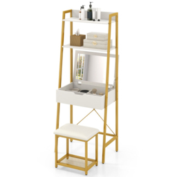 Costway 2 Shelf Golden Vanity Dressing Table Set with Flip Top Mirror - Size: 101 x 48 x 29cm - Wilko - thumbnail 4