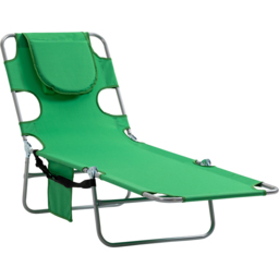 Outsunny Green 5 Level Adjustable Folding Sun Lounger with Reading Hole - Size: 72 x 11 x 57cm - Wilko - thumbnail 3