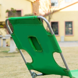 Outsunny Green 5 Level Adjustable Folding Sun Lounger with Reading Hole - Size: 72 x 11 x 57cm - Wilko - thumbnail 4
