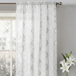 Velosso Tufted White Mariella Sheer Voile Panel Curtain 150 x 122cm - Size: W 150 x D 122cm - Wilko - thumbnail 3