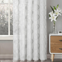 Velosso Tufted White Mariella Sheer Voile Panel Curtain 150 x 122cm - Size: W 150 x D 122cm - Wilko - thumbnail 4