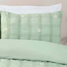 Darcey Embroidered Duvet Set Sage Green King - Wilko - thumbnail 4