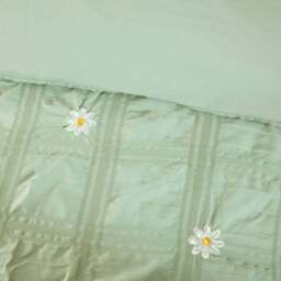 Darcey Embroidered Duvet Set Sage Green King - Wilko - thumbnail 5