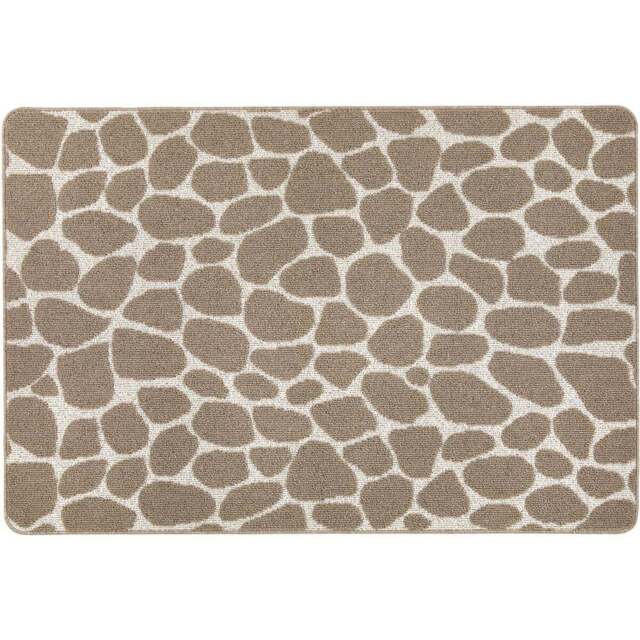 My Mat Ivory and Mink Sculptured Patterned Pebble Non Slip Mat 100 x 150cm - Size: 100 x 150 x 2cm - Brown - Wilko - image 1