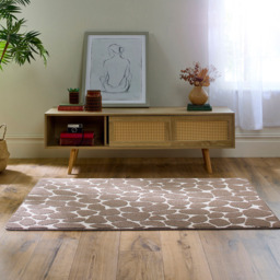 My Mat Ivory and Mink Sculptured Patterned Pebble Non Slip Mat 100 x 150cm - Size: 100 x 150 x 2cm - Brown - Wilko - thumbnail 3